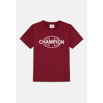 Image of Champion Graphic CREW NECK Unisex Print Tshirt for kids, Size: 9 10y, Red