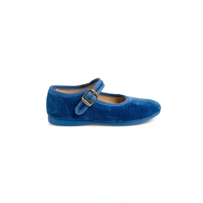 Image of Pisamonas Terciopelo Hebilla Baby shoes for kids, Size: 13.5K, Azul azafata Textile