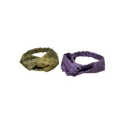 Image of Urban Classics Bandana Print 2PACK Hair styling accessory, Size: One Size, Lilac olive