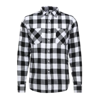 Image of Urban Classics Checked Shirt, Men&#039;s, Size: Small, Black/white