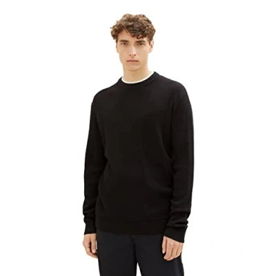 Image of TOM Tailor Denim Basic Crewneck Jumper, Men&#039;s, Size: XXL, Black