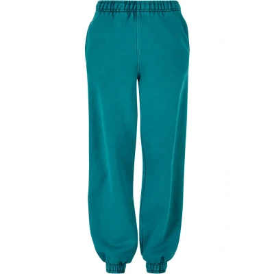 Image of Urban Classics HIGH Waist Stone Washed Tracksuit bottoms, Women&#039;s, Size: XS, Watergreen
