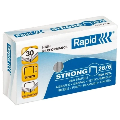 Image of Rapid 26/6mm Strong Galvanised Staples (Pack of 1000)