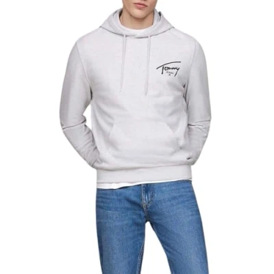 Image of Tommy Jeans Entry Graphic Hoodie Unisex Sweatshirt, Size: XL, Silver grey