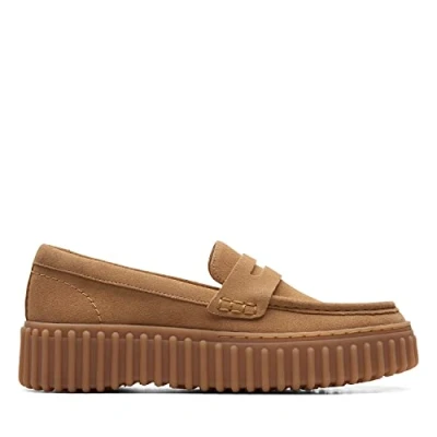 Image of Clarks Torhill Penny Slipons, Women&#039;s, Size: 6.5, Light tan Suede