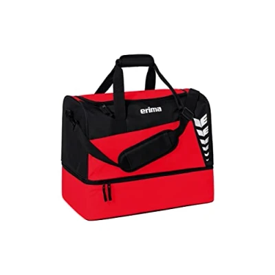 Image of Erima Six Wings Sports Bag with Bottom Compartment, Red/Black, M
