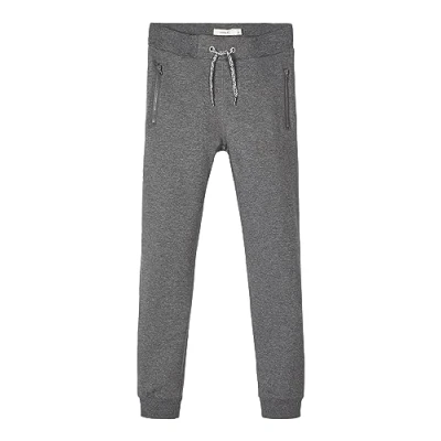 Image of Name It Baby Boys&#039; Nkmhonk Bru SWE Pant Noos Trouser, Dark Grey Melange, 164