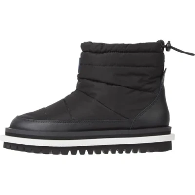 Image of Tommy Jeans Padded FLAT BOOT Platform ankle boots, Women&#039;s, Size: 7, Black Leather and textile