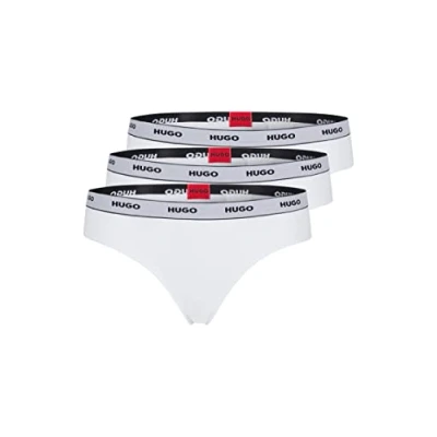 Image of HUGO Triplet Thong Stripe 3 PACK Thong, Women&#039;s, Size: XS, White