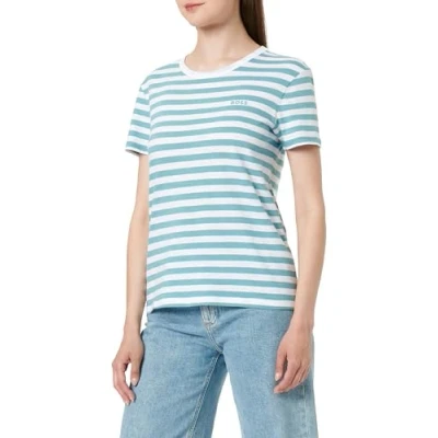 Image of BOSS ESLA Striped Print Tshirt, Women&#039;s, Size: Small, Bright blue