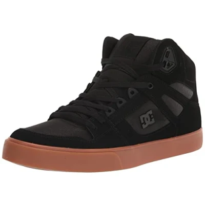 Image of DC Shoes PURE Unisex Hightop trainers, Size: 6.5, Black Leather and textile