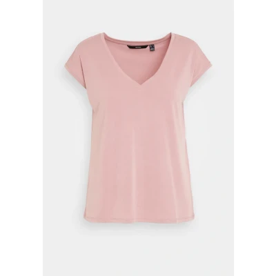 Image of Vero Moda Vmfilli Vneck TEE Basic Tshirt, Women&#039;s, Size: XS, Nostalgia rose