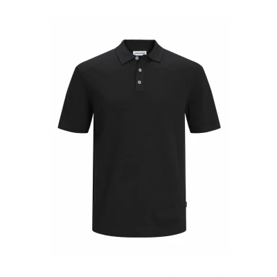 Image of JACK &amp; JONES Men&#039;s Jjeemil Knit Polo S/S Sn Jeans, Black, M
