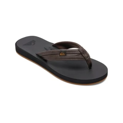 Image of Quiksilver Carver Squish Tbar sandals, Men&#039;s, Size: 9, Brown/black/brown Synthetics