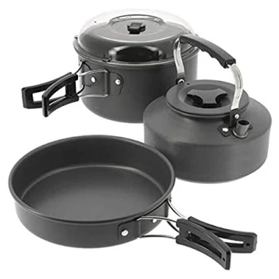 Image of NGT Aluminium kettle, pot and pan set Camping cutlery