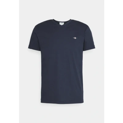 Image of GANT SLIM Shield V NECK Basic Tshirt, Men&#039;s, Size: 4XL, Evening blue