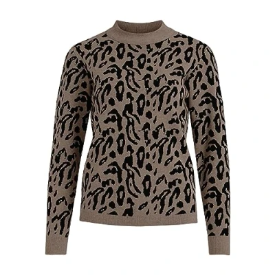 Image of Object Women&#039;s Objray L/S Knit Pullover Aop Noos jumper, Fossil 2, M