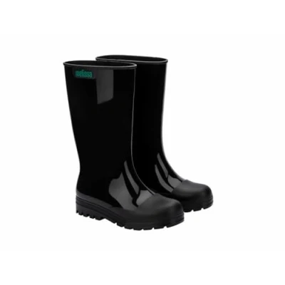 Image of Melissa Women&#039;s Welly Ad Rain Boot, Black White, 6.5 UK