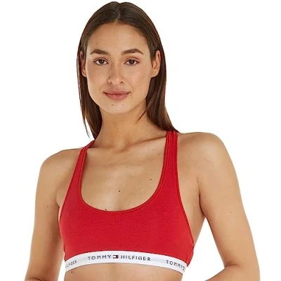 Image of Tommy Hilfiger Unlined Bralette Sports bra, Women&#039;s, Size: Medium, Primary red