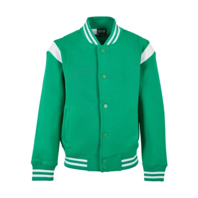 Image of Urban Classics Inset College Bomber Jacket for kids, Size: 5 6y, Bodegagreen white