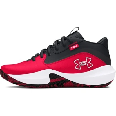 Image of Under Armour Court Performance Lockdown Basketball shoes for kids, Size: 5, Red Leather/synthetics