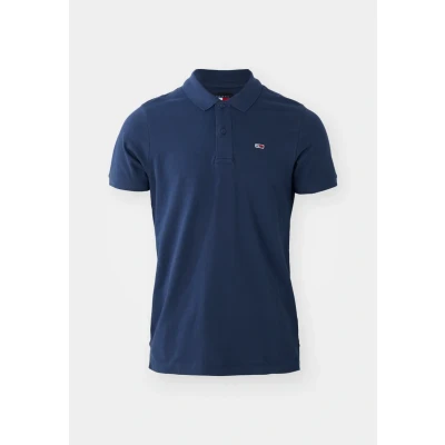 Image of Tommy Jeans Original FINE SLIM FIT Polo shirt, Men&#039;s, Size: Large, Black iris