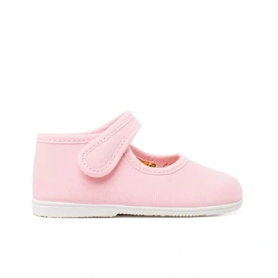 Image of Pisamonas Merceditas LONA Suela FINA TIRA Adherente Baby shoes for kids, Size: 4.5K/5K, Rosa Textile