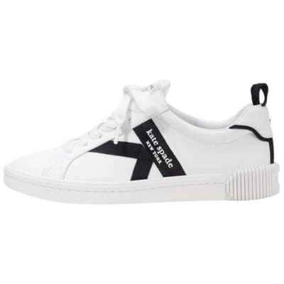 Image of kate spade new york Signature Trainers, Women&#039;s, Size: 8, True white/black Leather and textile