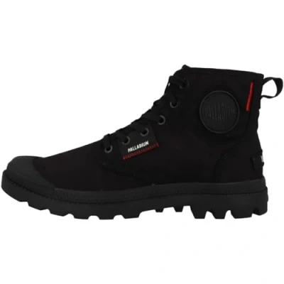 Image of Palladium Pampa HI Patch Unisex Laceup ankle boots, Size: 5.5, Black Textile