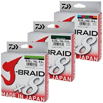 Image of Daiwa J Braid X8 0.10mm 150m chartr. Braided fishing line