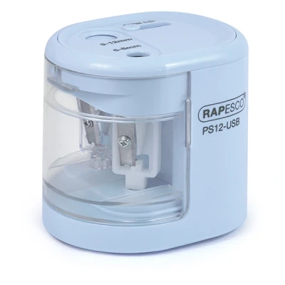 Image of Rapesco 1447 PS12 USB Automatic/Electric Pencil Sharpener with or Battery (not Included) Charging, Power Blue