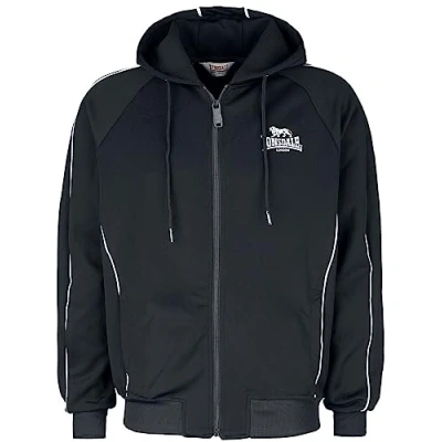 Image of Lonsdale Achav Zipup sweatshirt, Men&#039;s, Size: Large, Black white