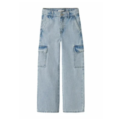 Image of Name it Nkfrose WIDE Flared Jeans for kids, Size: 10y, Light blue bleached denim