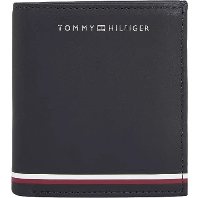 Image of Tommy Hilfiger Men Smooth Trifold Wallet with Coin Compartment, Multicolor (Space Blue), One Size, Blue OS