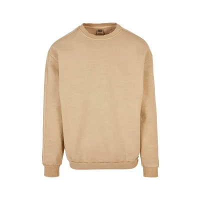 Image of Urban Classics Heavy Terry Garment DYE CREW Sweatshirt, Men&#039;s, Size: Large, Unionbeige