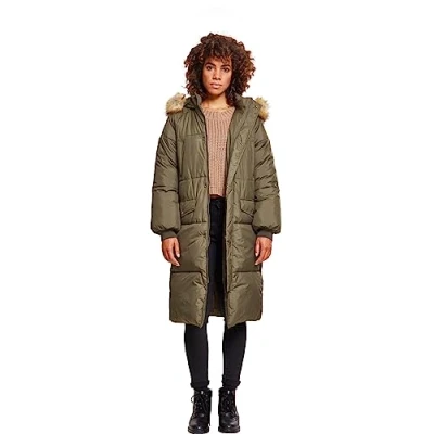 Image of Urban Classics Curvy Ladies Oversize Puffer COAT Winter coat, Women&#039;s, Size: XXL, Darkolive/beige