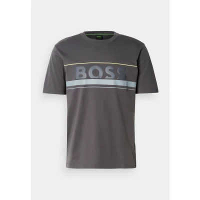 Image of BOSS TEE Iconic ZONE Print Tshirt, Men&#039;s, Size: Medium, Dark grey