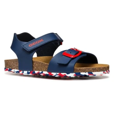 Image of Geox Ghita BOY Sandals for kids, Size: 1, Navy/white/red Synthetics