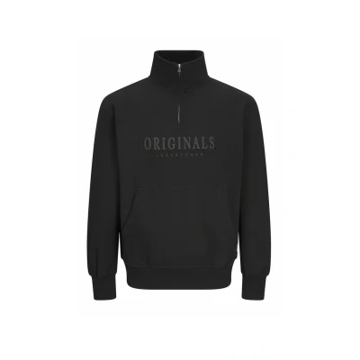 Image of JACK &amp; JONES Men&#039;s Jorfrederiksberg Sweat Quarter Zip Sn Sweatshirt, Black, S