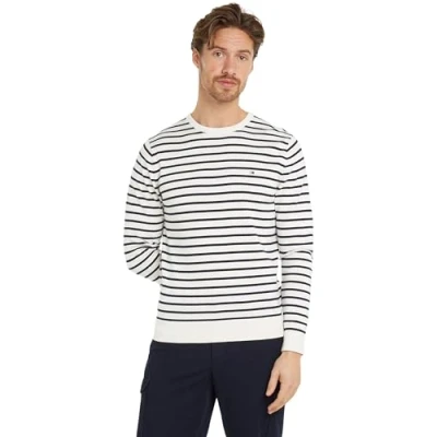 Image of Tommy Hilfiger Essential CREW NECK Jumper, Men&#039;s, Size: 3XL, Ivory / desert sky