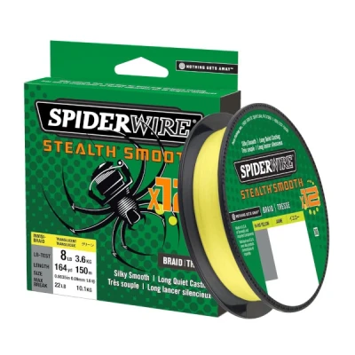 Image of Spiderwire Stealth Smooth 12 Braid Hi Vis Yellow 150m (multiple options) Braided fishing line
