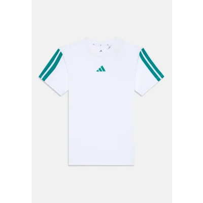 Image of adidas Performance TEE Junior Unisex Print Tshirt for kids, Size: 9 10y, White/pure teal