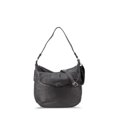 Image of BIBA Handbag for Woman from Genuine Leather, Boho Bag Leather Jersey X JEX5L, Short and Long Handle, Zip Closure, Cowhide Black, Bohemian