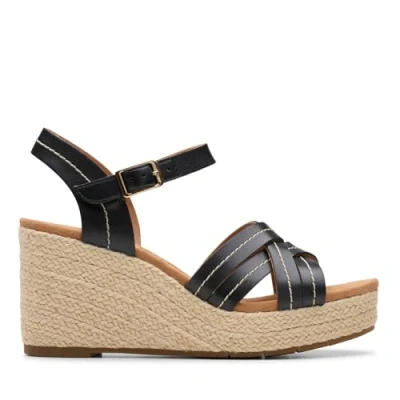 Image of Clarks Sabina Strap Espadrilles, Women&#039;s, Size: 5, Black Leather
