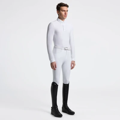 Image of Cavalleria Toscana Mens CT Warm Jersey Show Shirt Long Sleeves White IT39 Shirts Horse &amp; Equestrian