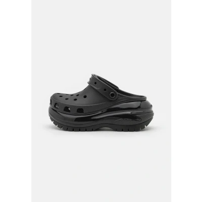 Image of Crocs Classic MEGA Crush Unisex Mules, Size: M5W6, Black Synthetics