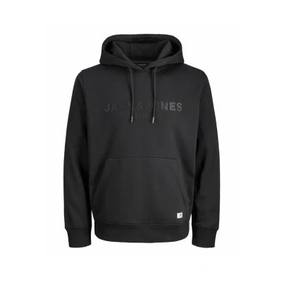 Image of JACK &amp; JONES Mens Archie Logo Hoodie, Black, S