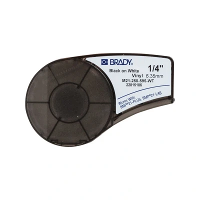 Image of Brady Vinyl Label Tape for Printer M211 &amp; M210 Self Adhesive Labels Industrial Cable/Name Black on White (6.35mm x 6.40m) M21 250 595 WT
