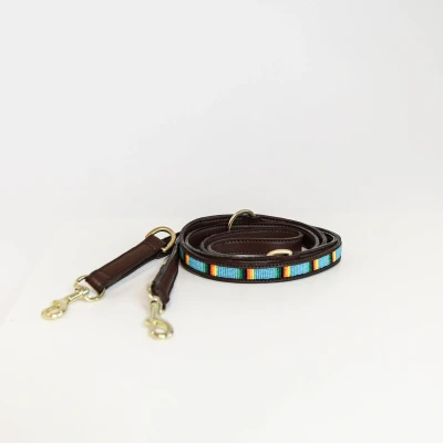 Image of Kentucky Dog Lead Handmade Pearls Light Blue