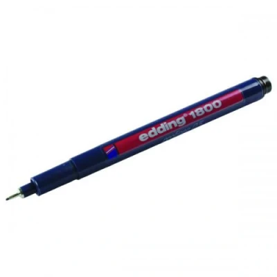 Image of edding 1800 profipen black 10 pens line width 0.5 mm fineliner pen for precise writing, sketching and technical drawing fine, metal encased nib suitable use with rulers stencils